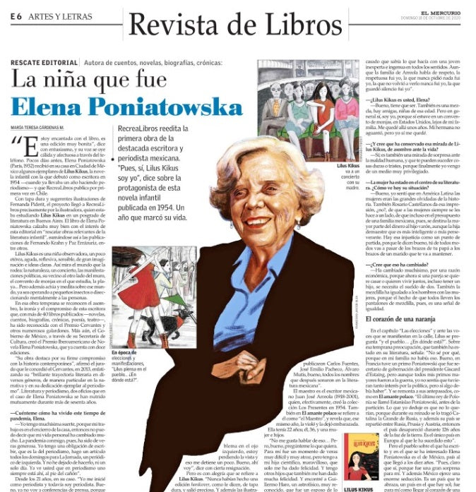Interview with author of Lilus Kikus in Revista de Libros